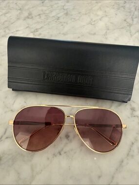 Dior Gold Frame Sunglasses with Burgundy Lenses (authentic)